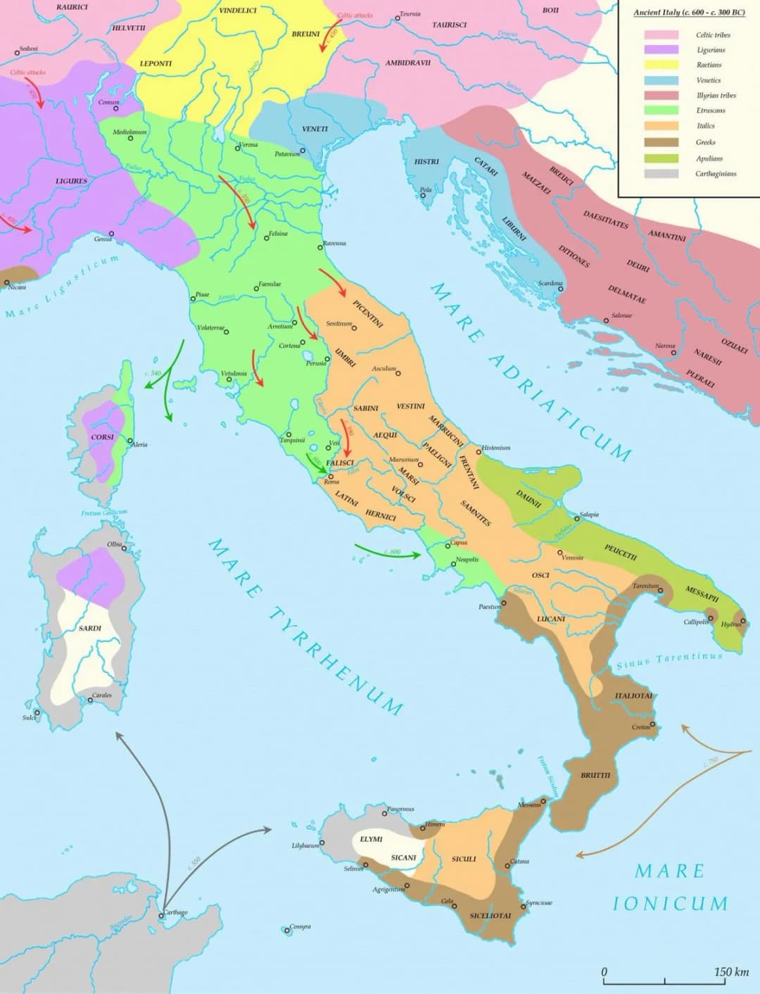 Starożytna Italia mapa: regiony, plemiona i geografia antyczna